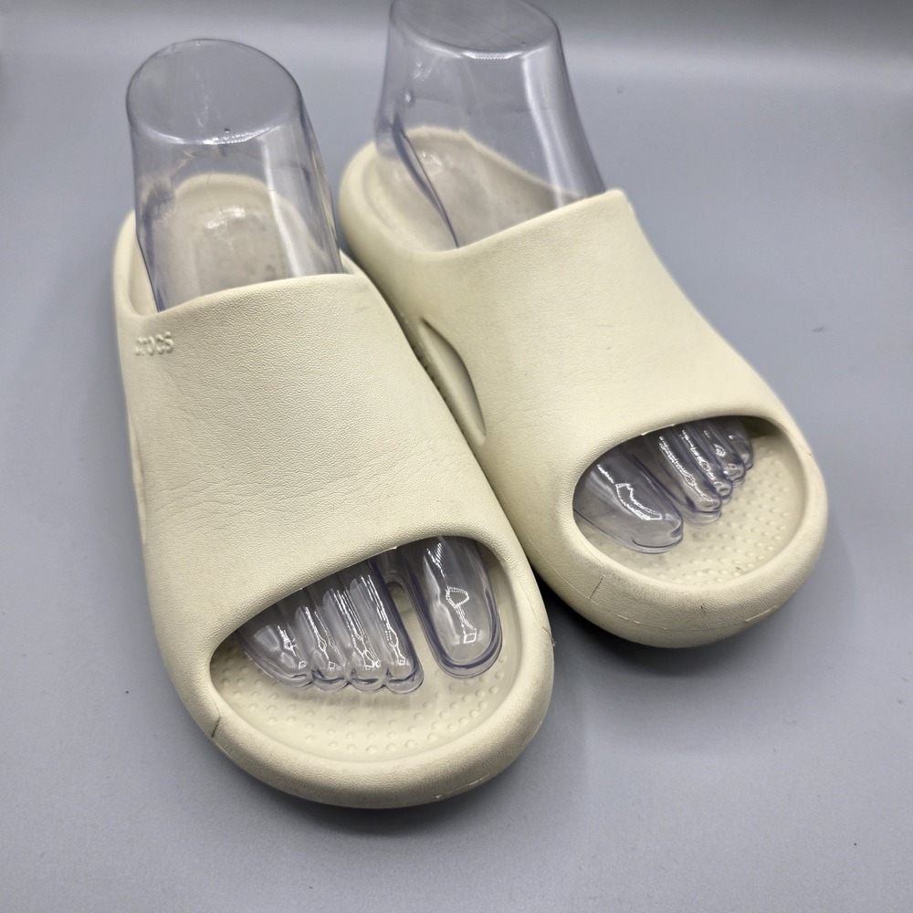 Crocs‎ Mellow Recovery Slides Womens 7 Beige Comfort Cushioned Sandals Mens 5
